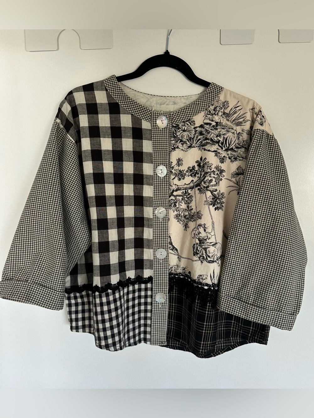 Patchwork Jacket - Black & White Cottagecore - One of a Kind - Size S/M - EUC